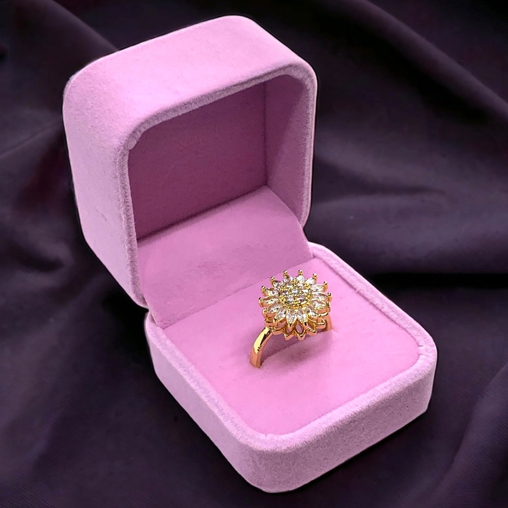 NEW Sunflower Rotating Spinning Fidget Ring Gold Plated band